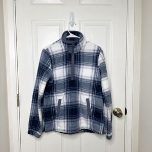 Abercrombie Navy Plaid Fleece Pullover Sweater - XS